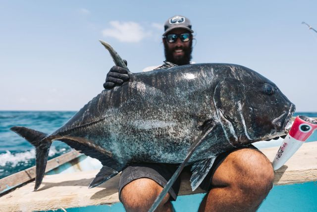 They possibly look even meaner in black🏴‍☠️
@wild_sea_expedition 

#bkkhooks #betterstrongersharper #hookyourdream #gtfishing #socotra #wildseaexpedition #popping #gtpopping #tropicalfishing #fishingadventures #fishingtrip #fishingcharters #fishingislife #anglerlife #gianttrevally #trevally #saltwaterfishing #saltylife #nokill